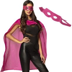 SuperHero Roze Cape Met Oogmasker