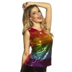 Regenboog Glitter Top