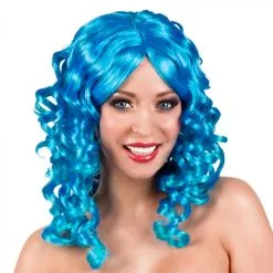 Licht Blauwe Krul Pruik
