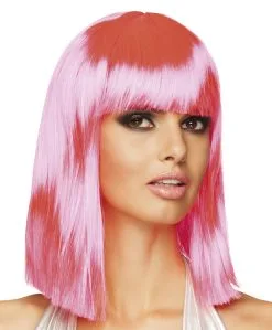 Half Lang Neon Roze Pruik