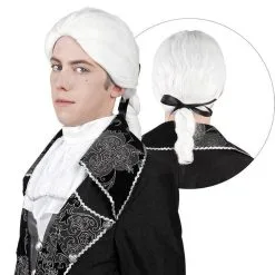 Witte Barok Pruik Met Paardenstaart -Dames Verkoop image 310