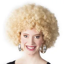 Grote Pruik Afro Blond