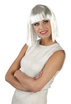 Dames Pruik Wit/zilver
