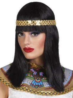 Zwarte Pruik Cleopatra Met Haarband