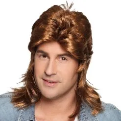 Heren Pruik Met Matje Bruin