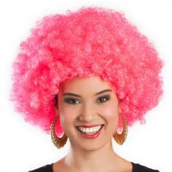 Grote Roze Afro Pruik