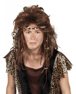 Pruik Holbewoner Heren Bruin