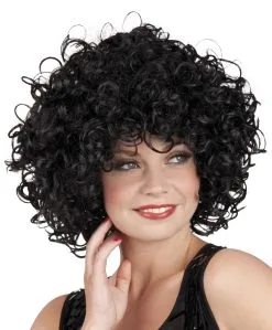 Pruik Zwart Krullen Dames