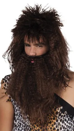 Holbewoner Pruik En Baard Set