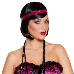 Charleston Pruik Zwart Met Hoofdband