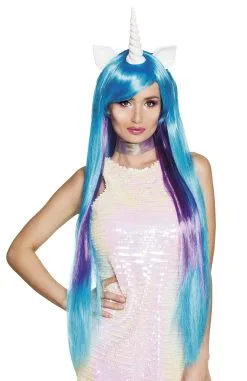 Eenhoorn Pruik Tweekleurig