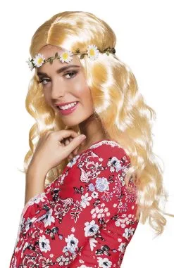 Hippie Pruik Blond Met Bloemenkrans