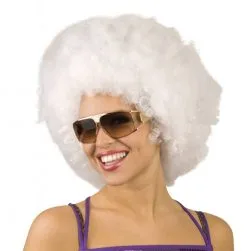 Witte Afro Pruik