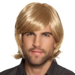 Blonde Herenpruik Met Matje