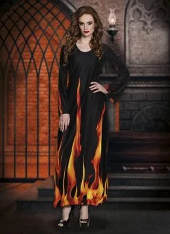 Lange Vlammen Jurk Duivel 8 Lange Vlammen Jurk Duivel -Dames Verkoop image 64