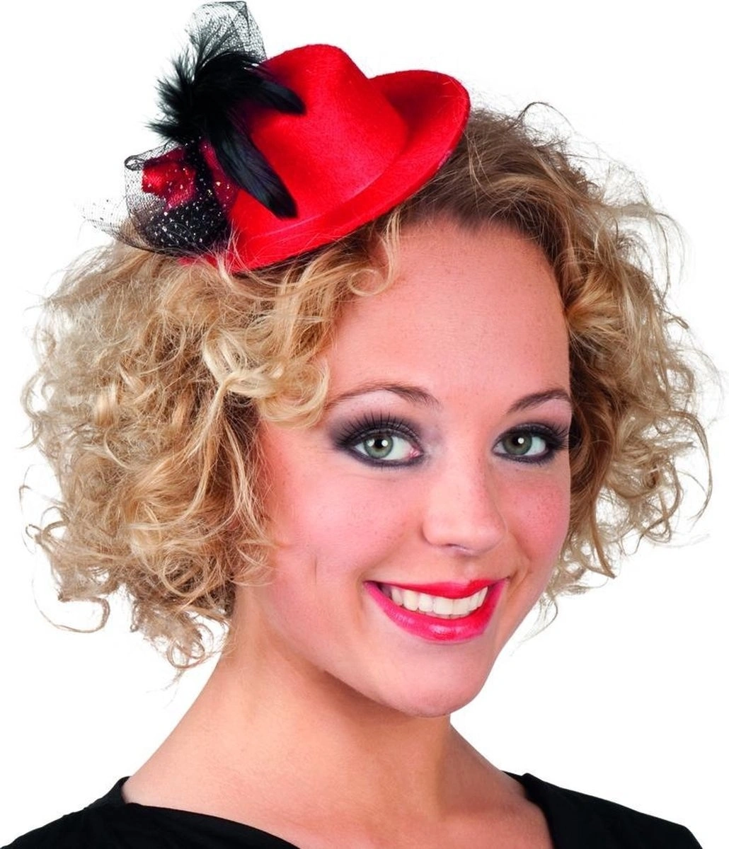 Haaraccessoire Rood Mini Hoedje Nicolette 3 Haaraccessoire Rood Mini Hoedje Nicolette